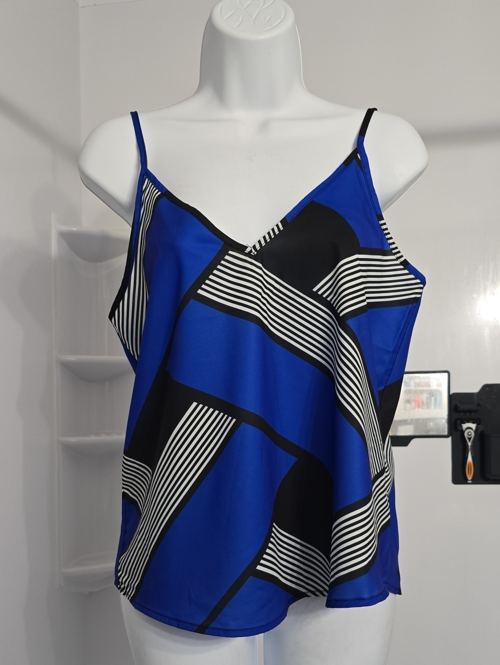 SHEIN Blue and Black Striped Cami